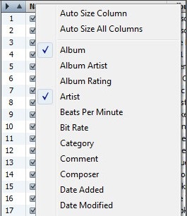 remove columns in itunes