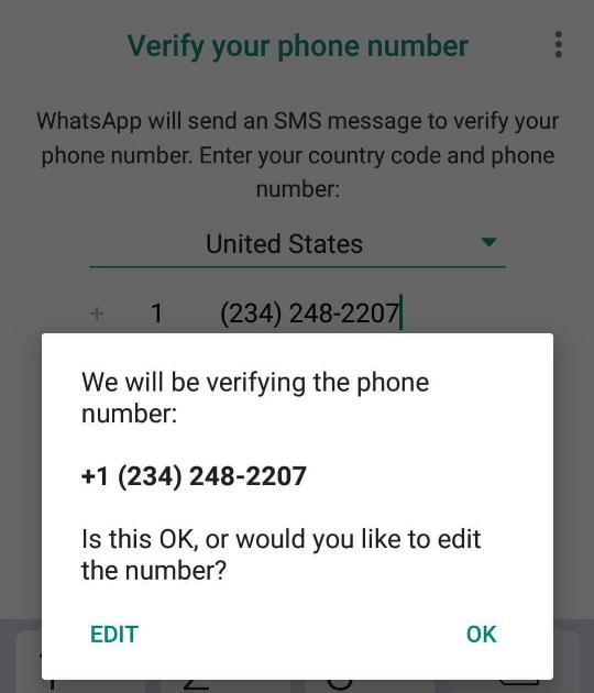 Verificação do Whatsapp