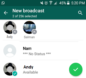 Add Contacts to WhatsApp Broadcast List On Android Phone