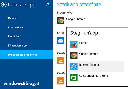 scegli app predefinite Windows 8.1