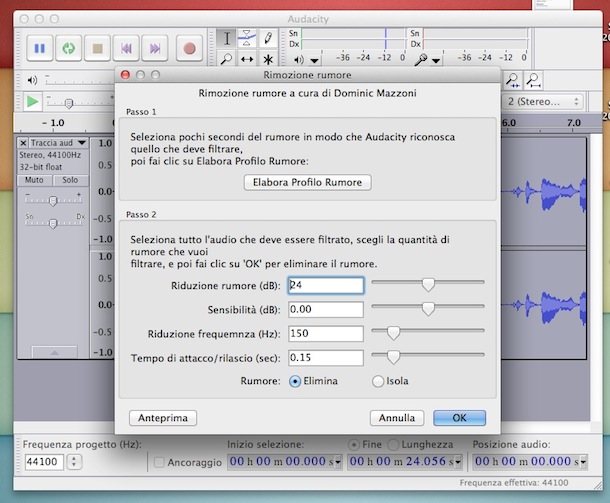 Risultati immagini per Riduzione Rumore audacity