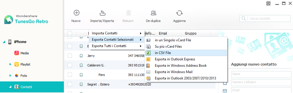 export-contatti