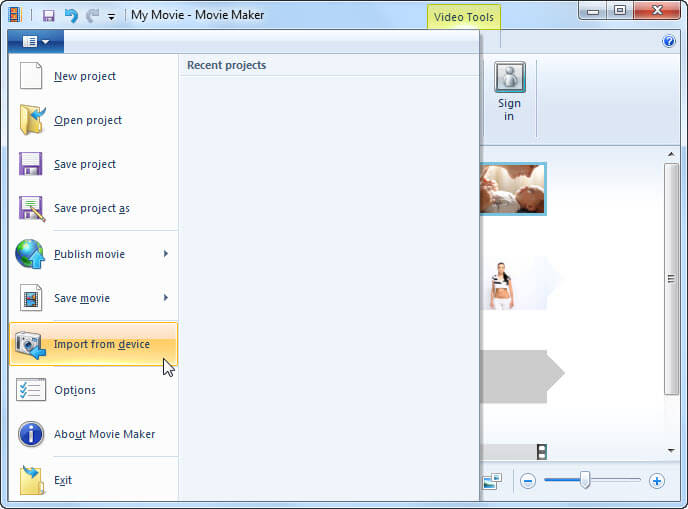 importa video windows movie maker