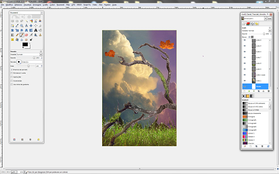 Il file PSD caricato in Gimp