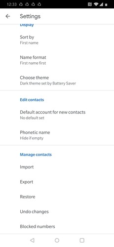 Google Contacts App Options