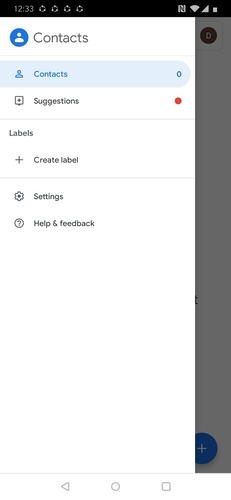 google contact app menu