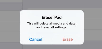 erase ipad confirm