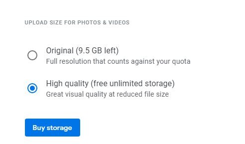 Clean Google Storage Photos Upload Size