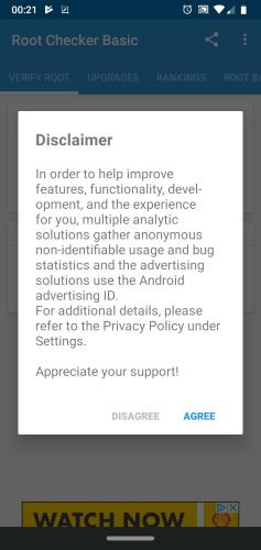Root Checker Disclaimer