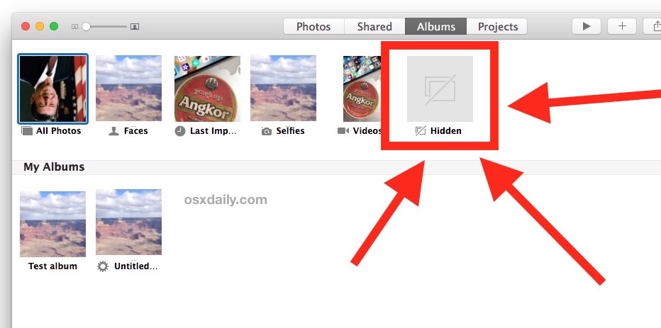 The hidden Photos album on Photos for Mac