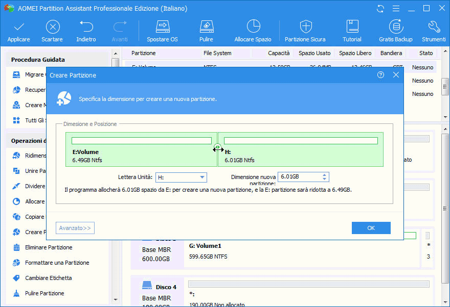 Partition Size