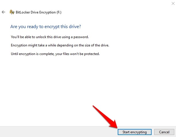Encrypt Usb Drive Windows 11/10 Drive Bitlocker Start Encrypting