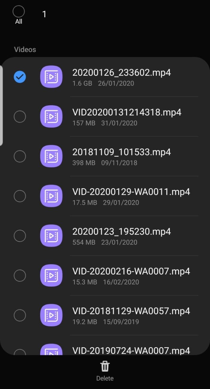 Free Up Storage Space Android Video Select Delete