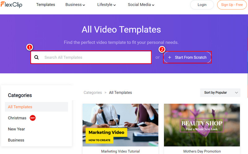 Choose a Video Template or Start from Scratch