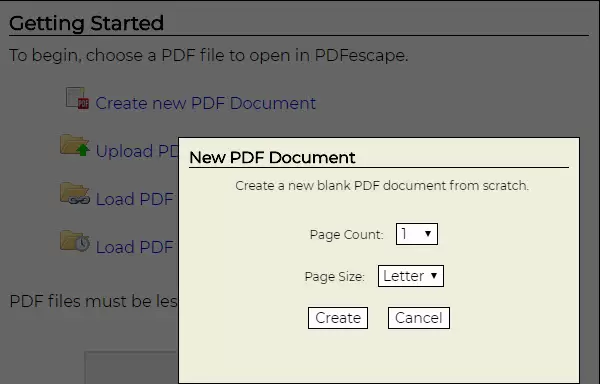 Create New PDF