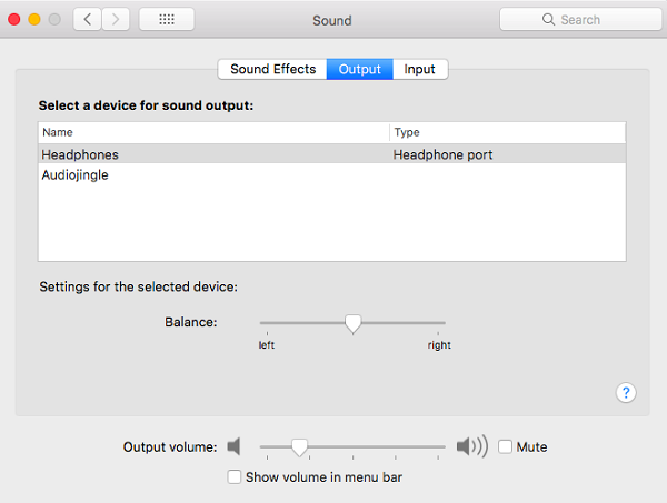 Headphones Output on Mac