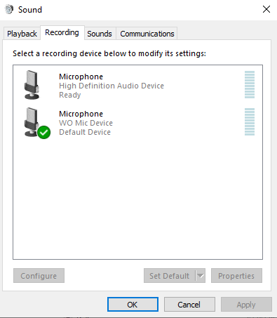 Set default recording device